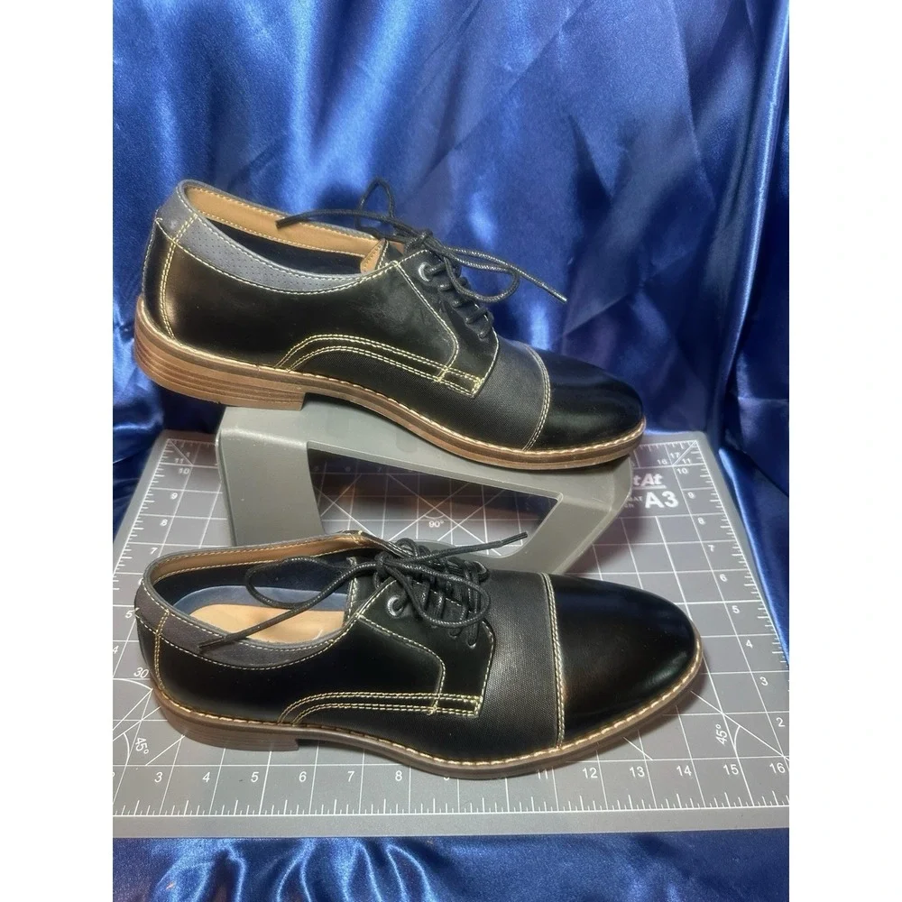CHAPS Men's Leather Toe Lace Up Oxford Dress Shoes 10 Black